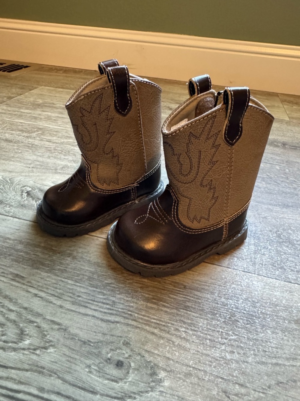 Kids Brown and Tan Western Cowboy Boots